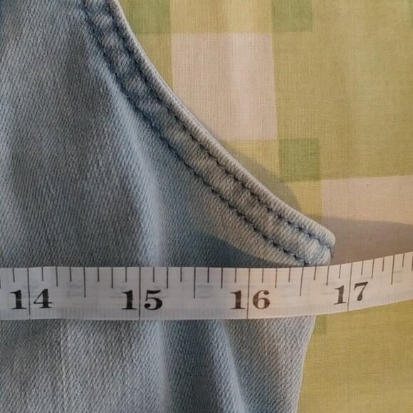 Wax Jean Women's Blue Button Down Western Designer Grunge Denim Vest Top Size M - Picture 4 of 7